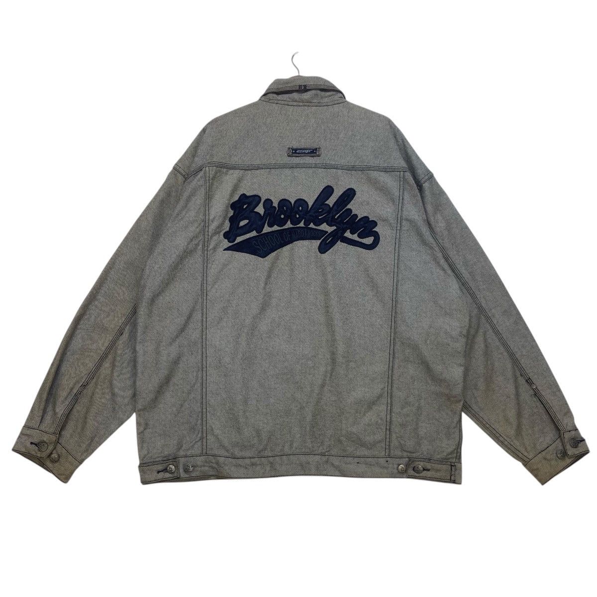 Rap Tees × Vintage Vtg Brooklyn School of Hard Knocks Big Logo Denim Trucker Size US XXL / EU 58 / 5 - 1 Thumbnail