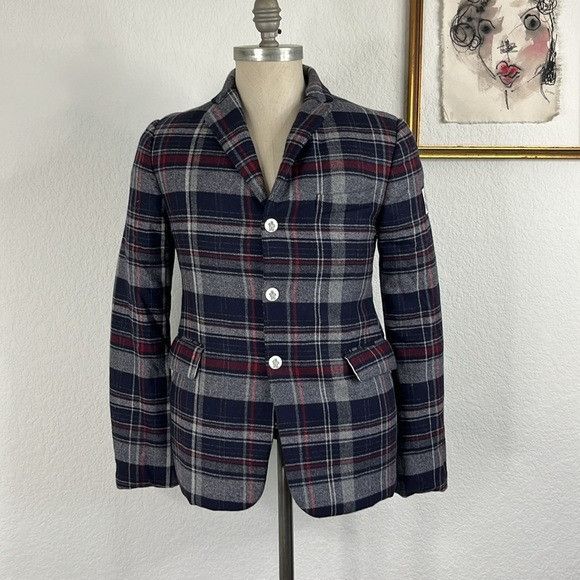Moncler Gamme Bleu Moncler Gamme Blue x Thom Browne Plaid Quilted Down Blazer Size US S / EU 44-46 / 1 - 1 Thumbnail