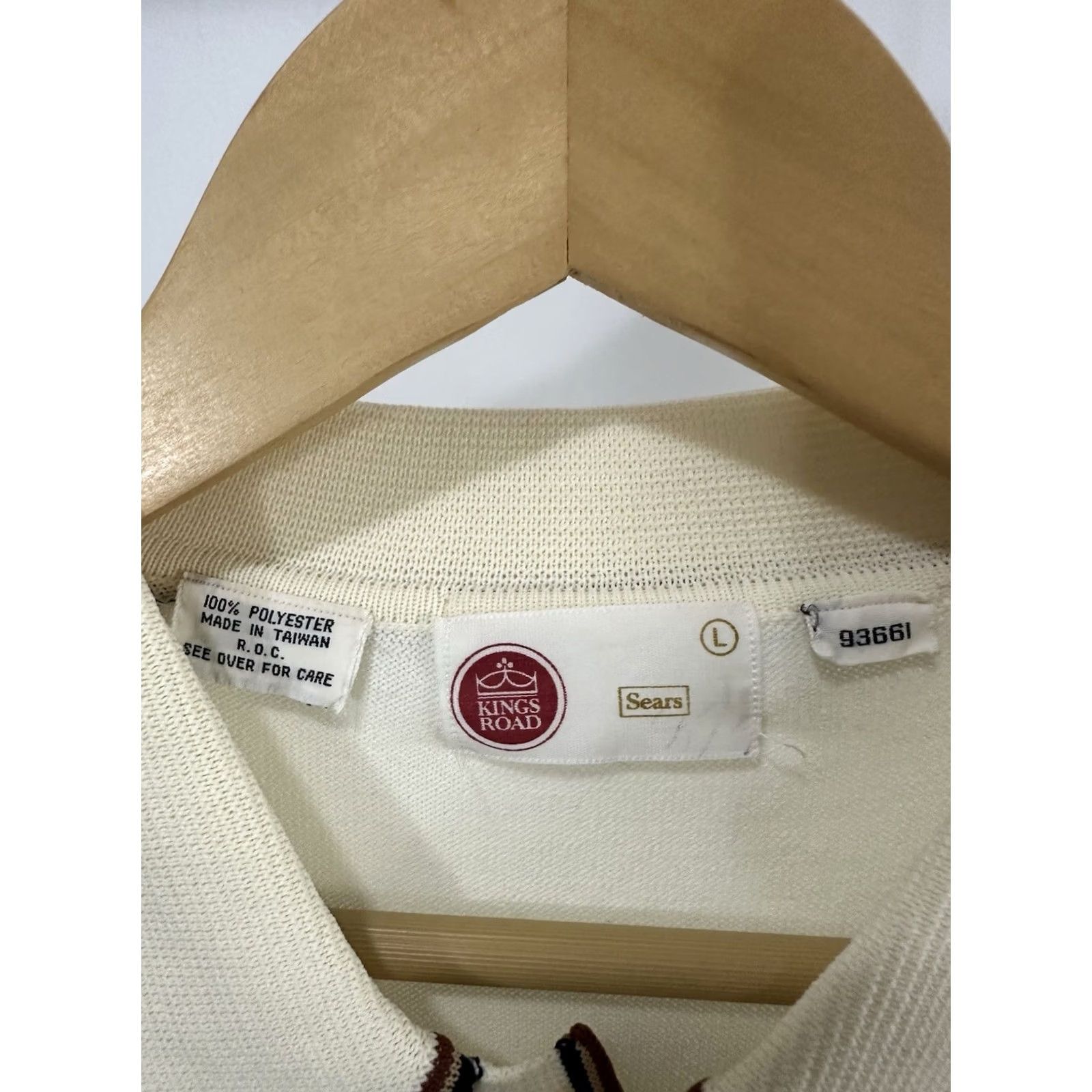 Sears VTG 70s Sears Rockabilly Button Long Sleeve Shirt L Cream Mens Kansas City Kings Road Hawaiian Cabana Theme 70s Vintage Button-Up Shirt L Mens Size US L / EU 52-54 / 3 - 3 Thumbnail