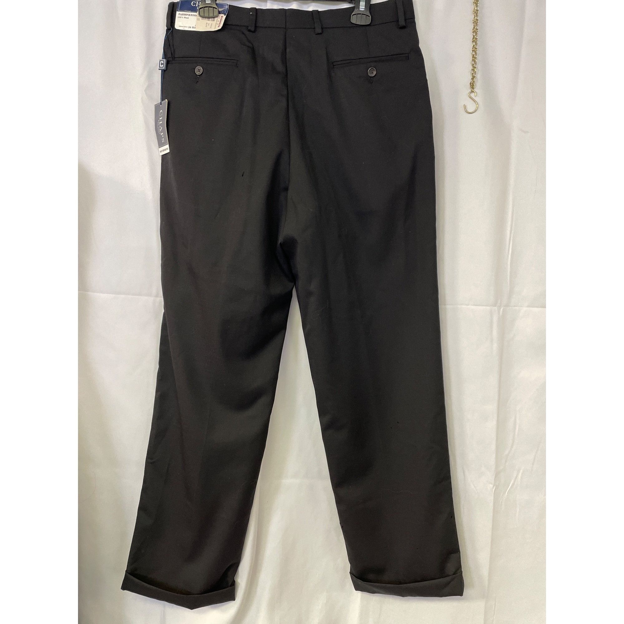 Chaps Chaps Men's Black Pleated Dress Pants Size 34 x 32 SKU 5992 Size US 34 / EU 50 - 2 Thumbnail
