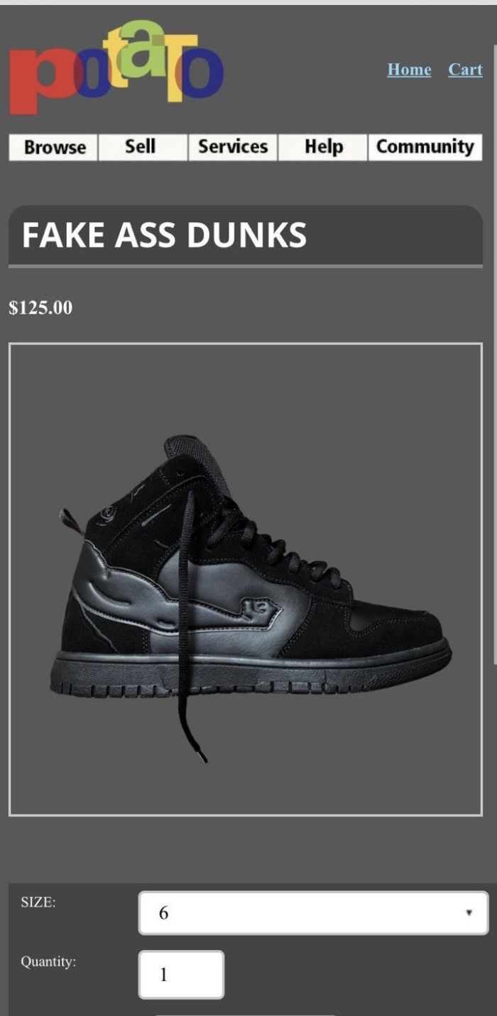 Imran Potato imran potato fakeass dunk black 10 NEW Size US 10 / EU 43 - 4 Thumbnail