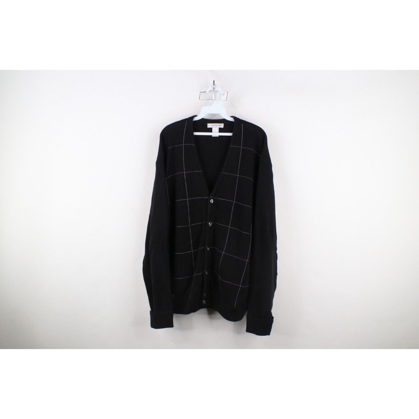 Vintage Vintage 90s Streetwear Checkered Knit Cardigan Sweater Size US L / EU 52-54 / 3 - 1 Thumbnail