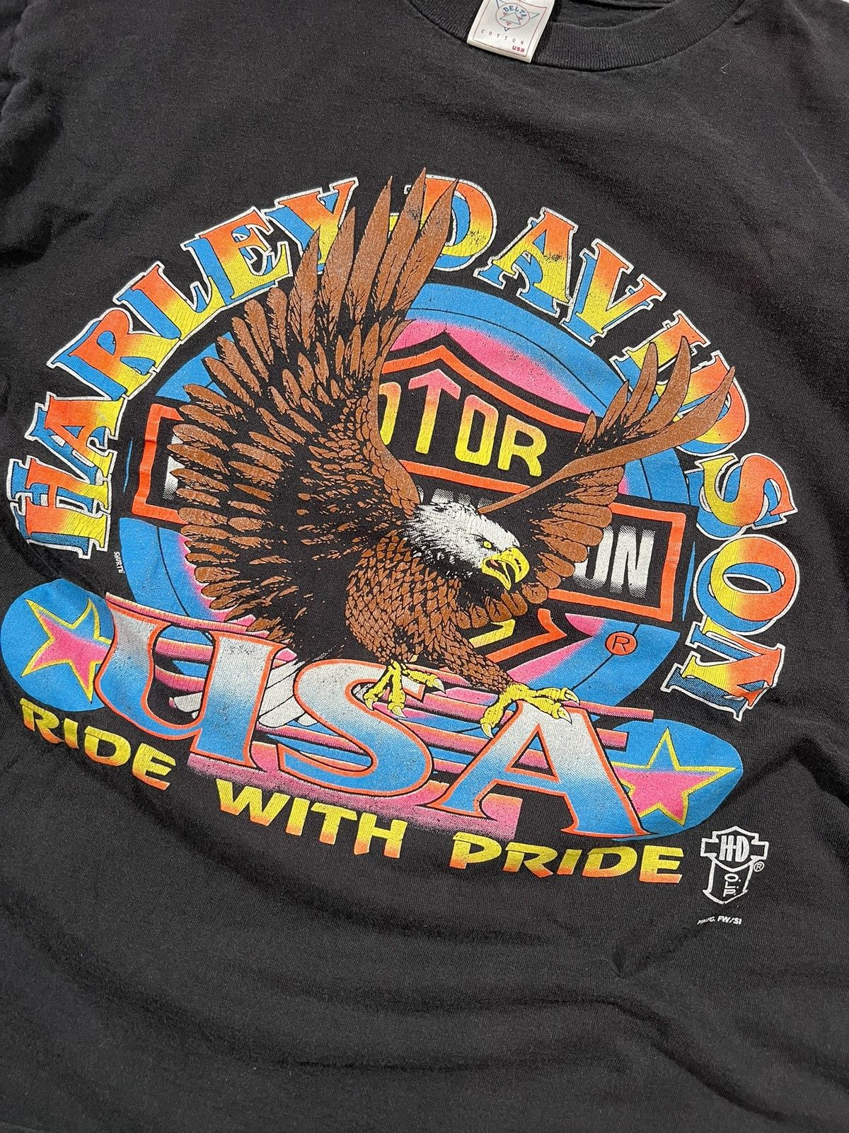 Harley Davidson Vintage 90s Ride With Pride Rainbow Harley Tee Size US XL / EU 56 / 4 - 2 Thumbnail