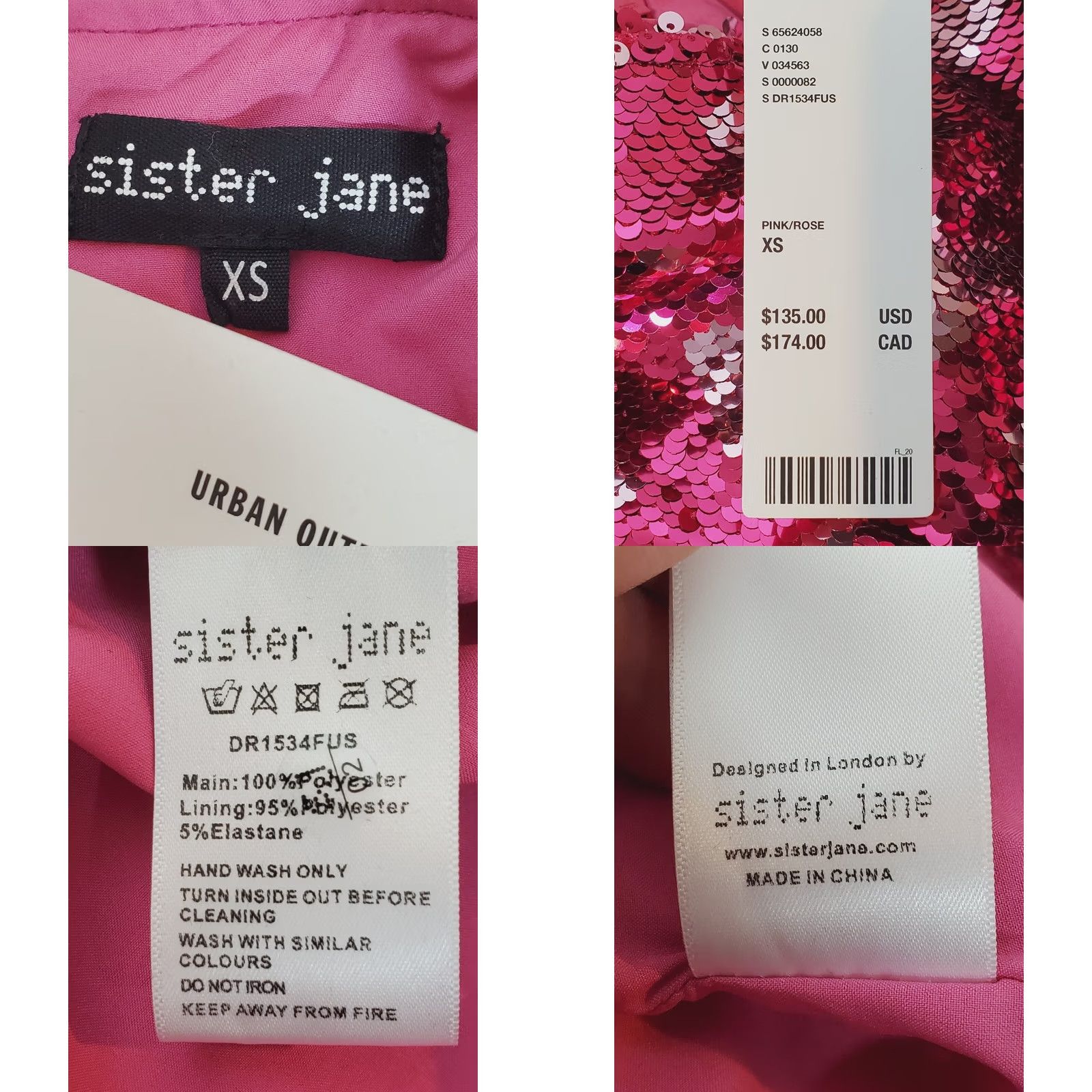 Vintage Sister Jane Nebula Mini Dress All Over Pink Sequin Hearts Women's XS NWT Size XS / US 0-2 / IT 36-38 - 8 Thumbnail