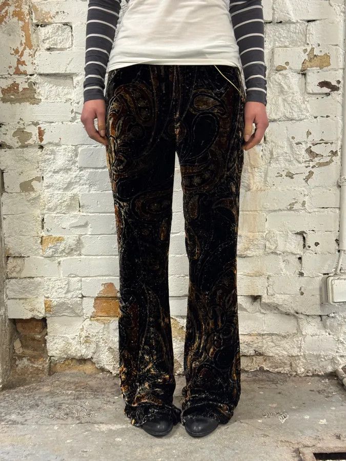 Roberto Cavalli 2000s Cavalli Velvet Dark Orange Pants Size 28" / US 6 / IT 42 - 2 Thumbnail