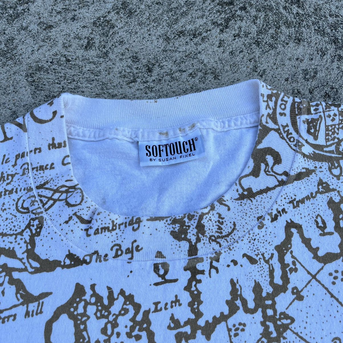Vintage Rare Vintage 90’s Softouch by Susan Fixel “Old Map” T-Shirt Size US XL / EU 56 / 4 - 6 Thumbnail