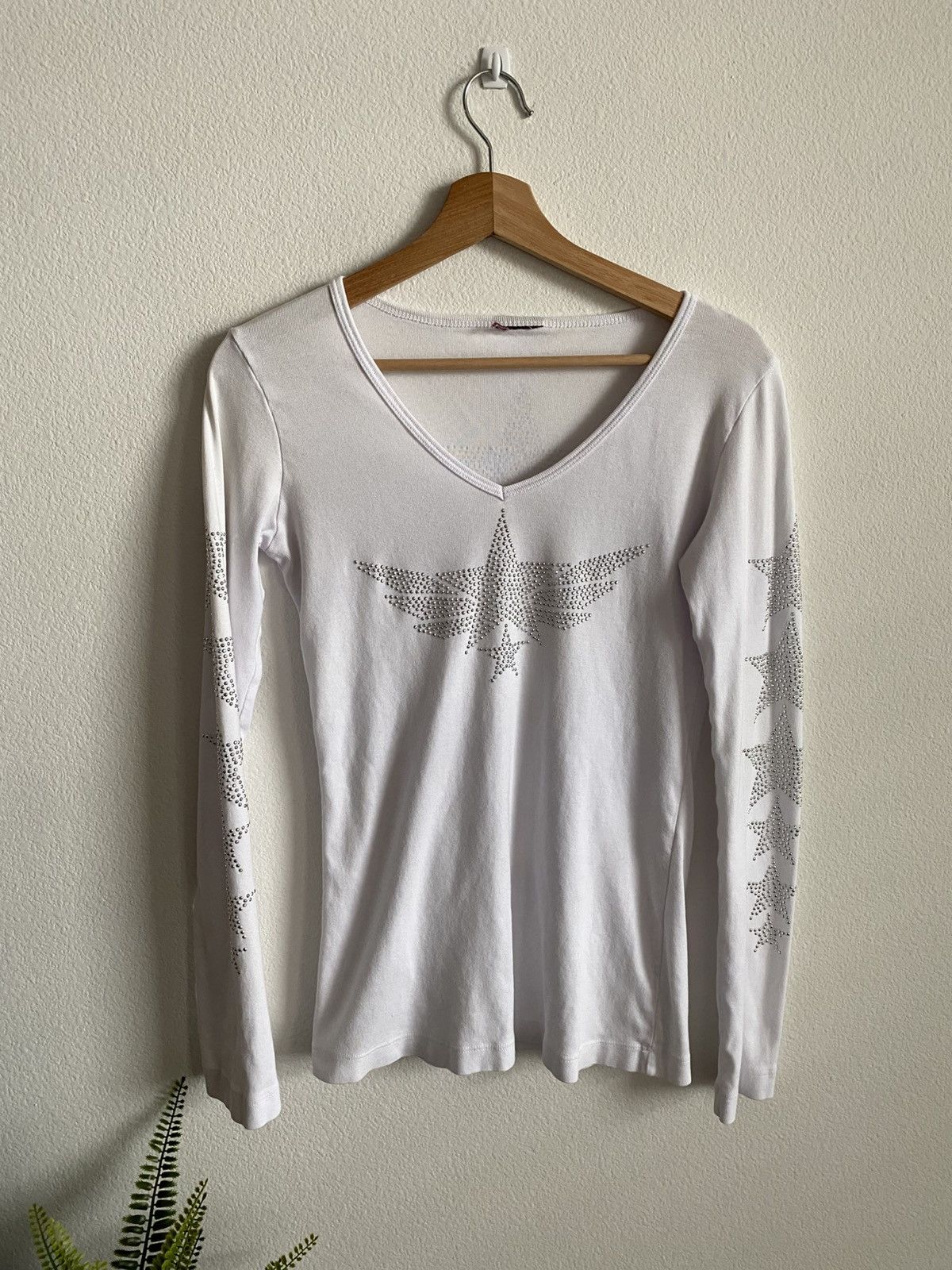 Other Y2K Rhinestone Star Grunge Long Sleeve Tee Size M / US 6-8 / IT 42-44 - 2 Thumbnail