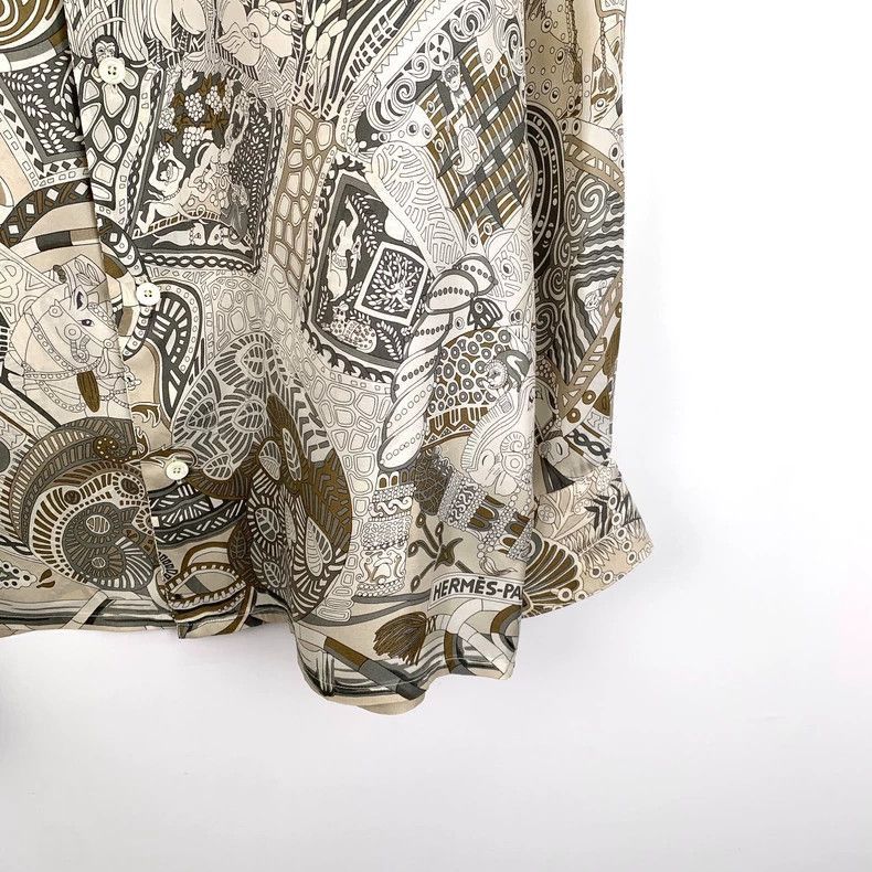 Hermes Hermes Colorful Print Silk Long Sleeve Shirt-2506 Size US L / EU 52-54 / 3 - 4 Thumbnail