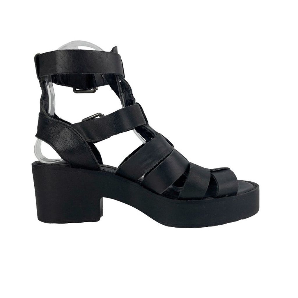 Windsor Smith WINDSOR SMITH Leather Block Heel Ankle Straps Black Sandal Size US 6 / IT 36 - 2 Thumbnail