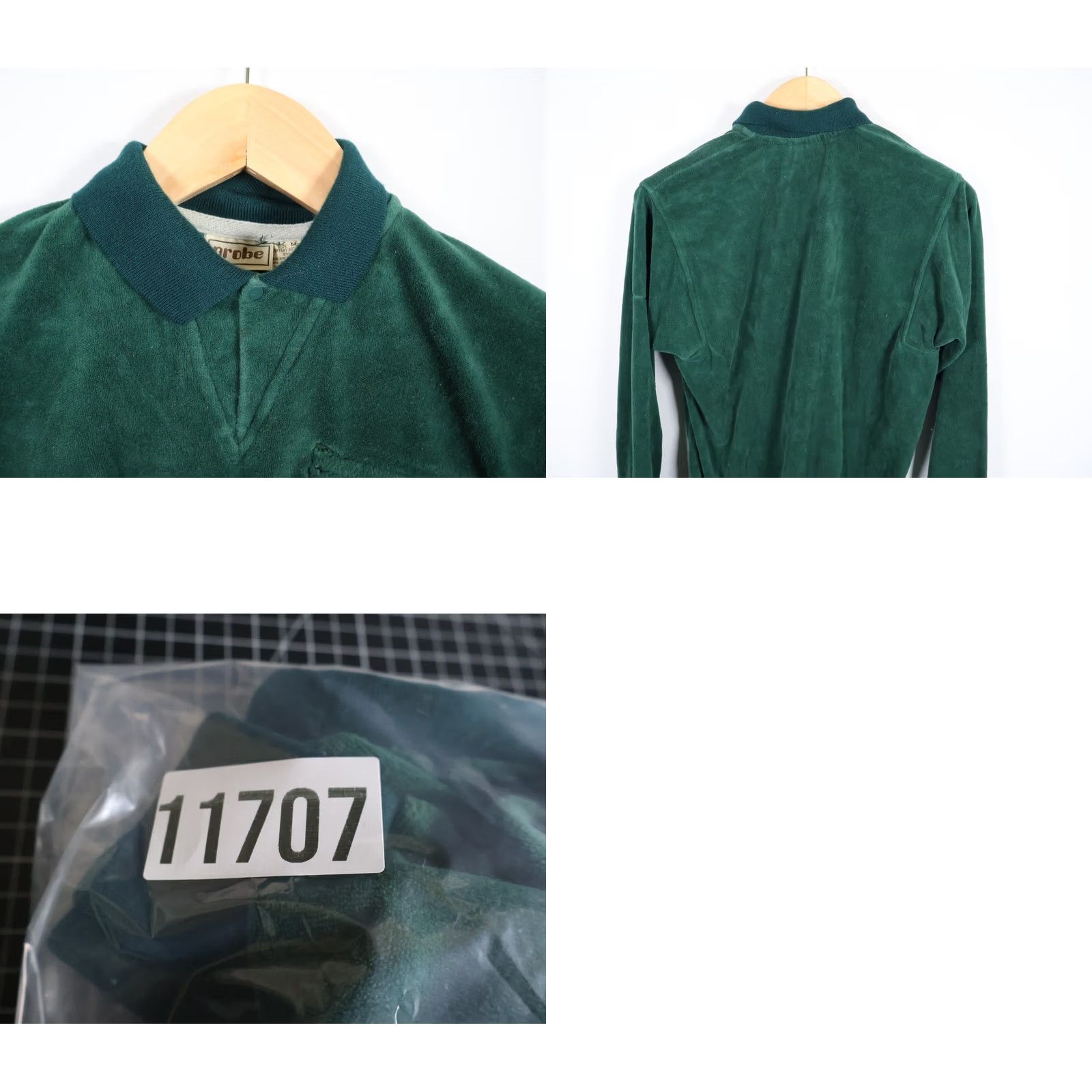 Velour Probe Velour Polo Shirt Mens M Dark Green 80s Long Sleeve Retro VTG Vintage Velour Collared Snap Button Pullover Casual Shirt Size US M / EU 48-50 / 2 - 9 Thumbnail