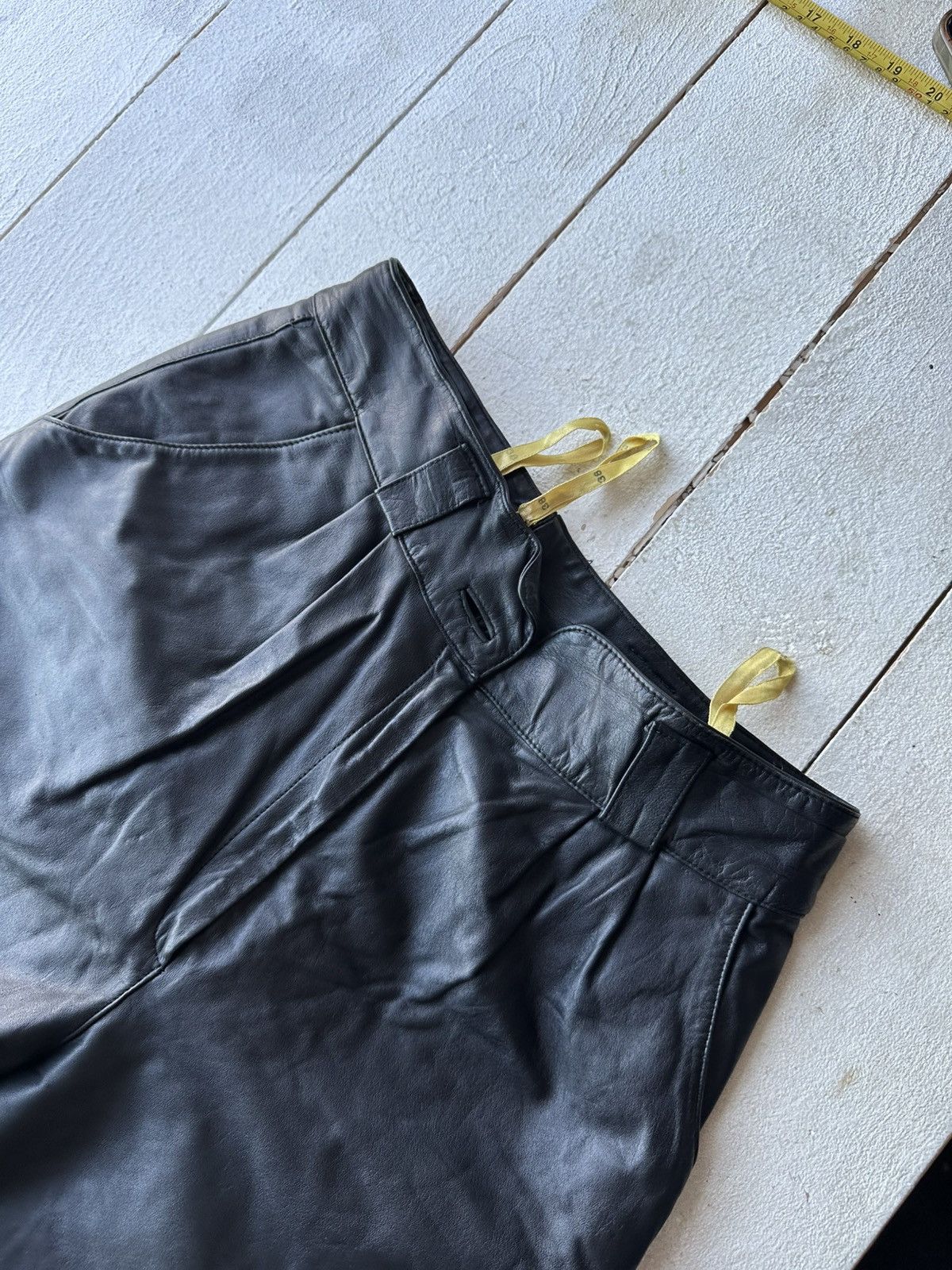 Leather 🚨Vintage leather pants motorcycles Black LUXURY Y2K Size 26" / US 2 / IT 38 - 2 Thumbnail