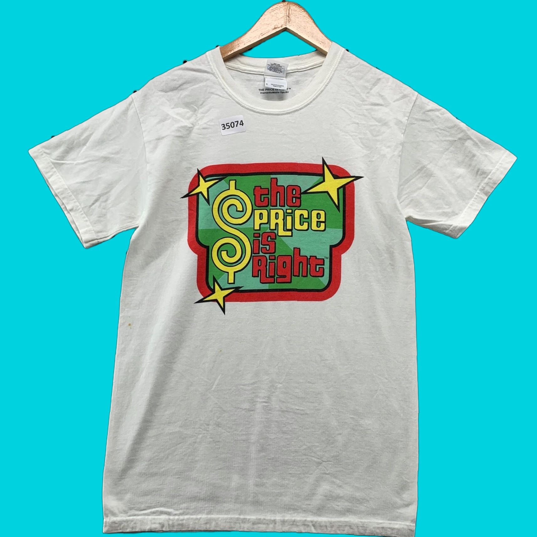 Gildan VINTAGE The Price Is Right Shirt Mens Small White T-Shirt 18x28 TV Game Crew Neck Short Sleeve Mens S White 90s Size US S / EU 44-46 / 1 - 1 Thumbnail