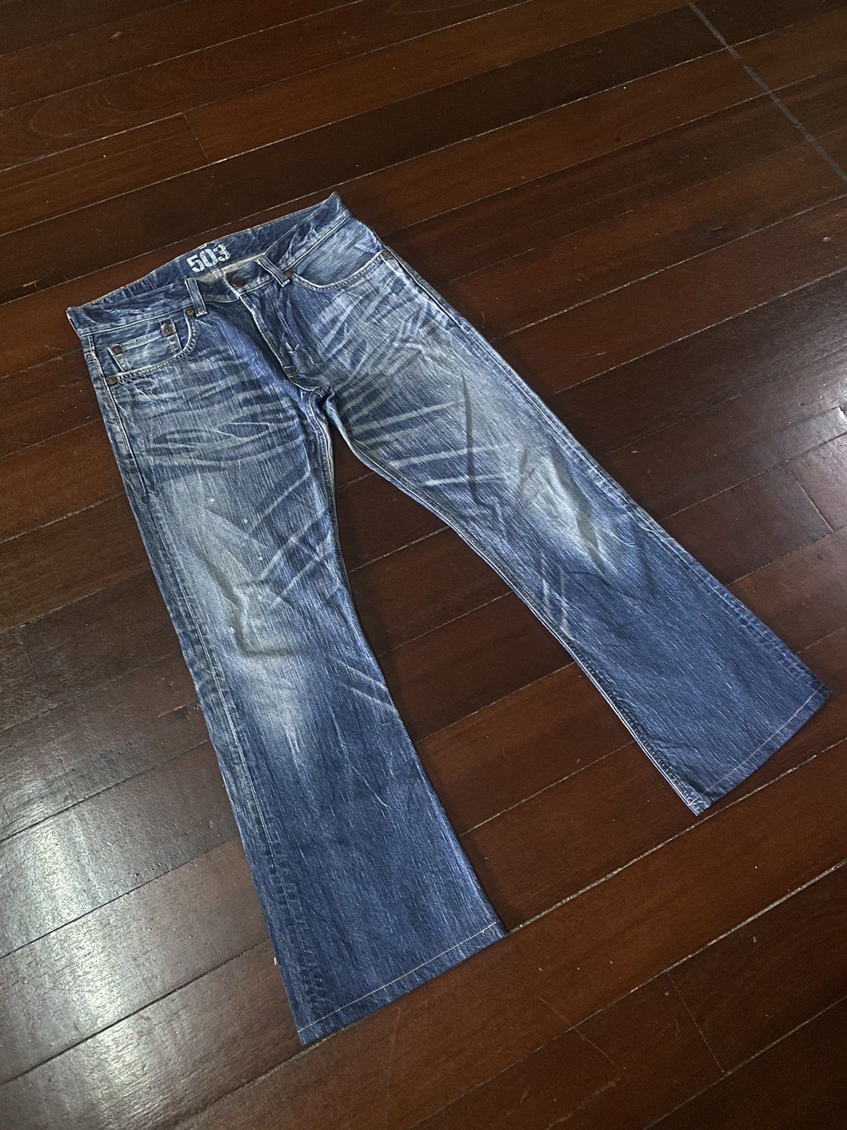 If Six Was Nine EDWIN 503 BLUE TRIP FLARE BOOTCUT DENIM Size US 36 / EU 52 - 2 Thumbnail