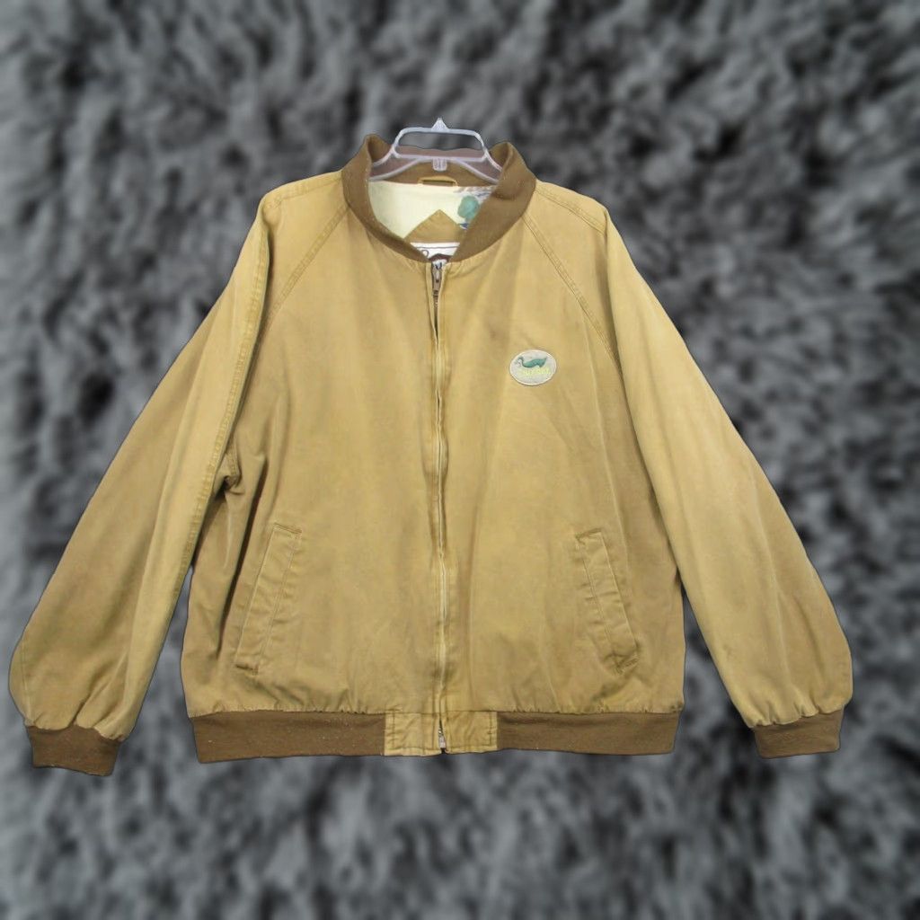 VINTAGE Duxbak Workwear Jacket XL Brown Cotton Full Zip Lined Canvas Barn Coat Hunting Mens}