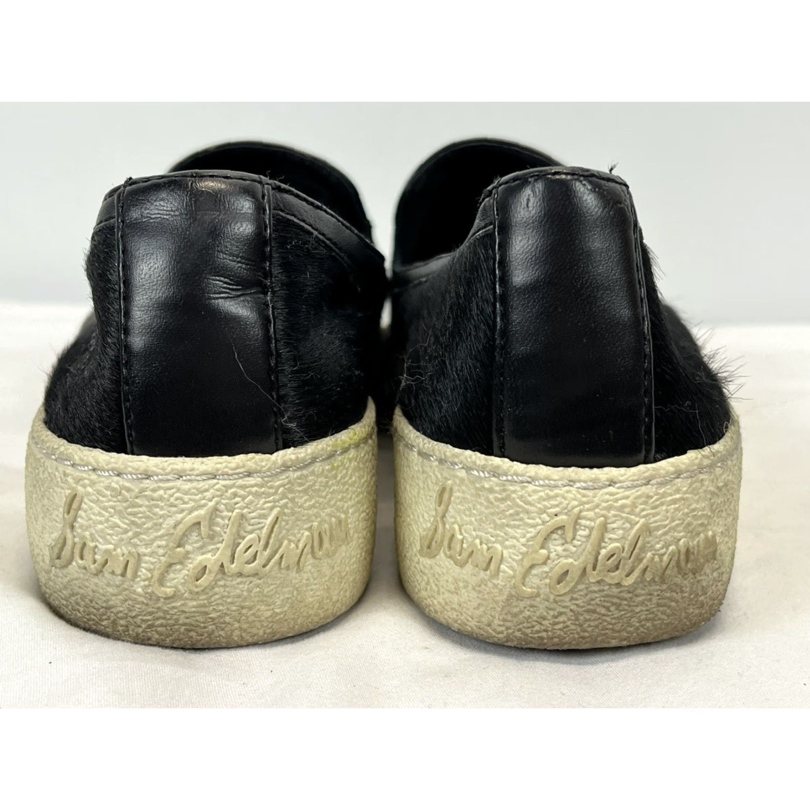 Sam Edelman Sam Edelman Becker Leather Trimmed Calf Hair Slip-On Sneakers Sz 7.5 Black Womens Sl ip-On Flat Size US 7.5 / IT 37.5 - 4 Thumbnail