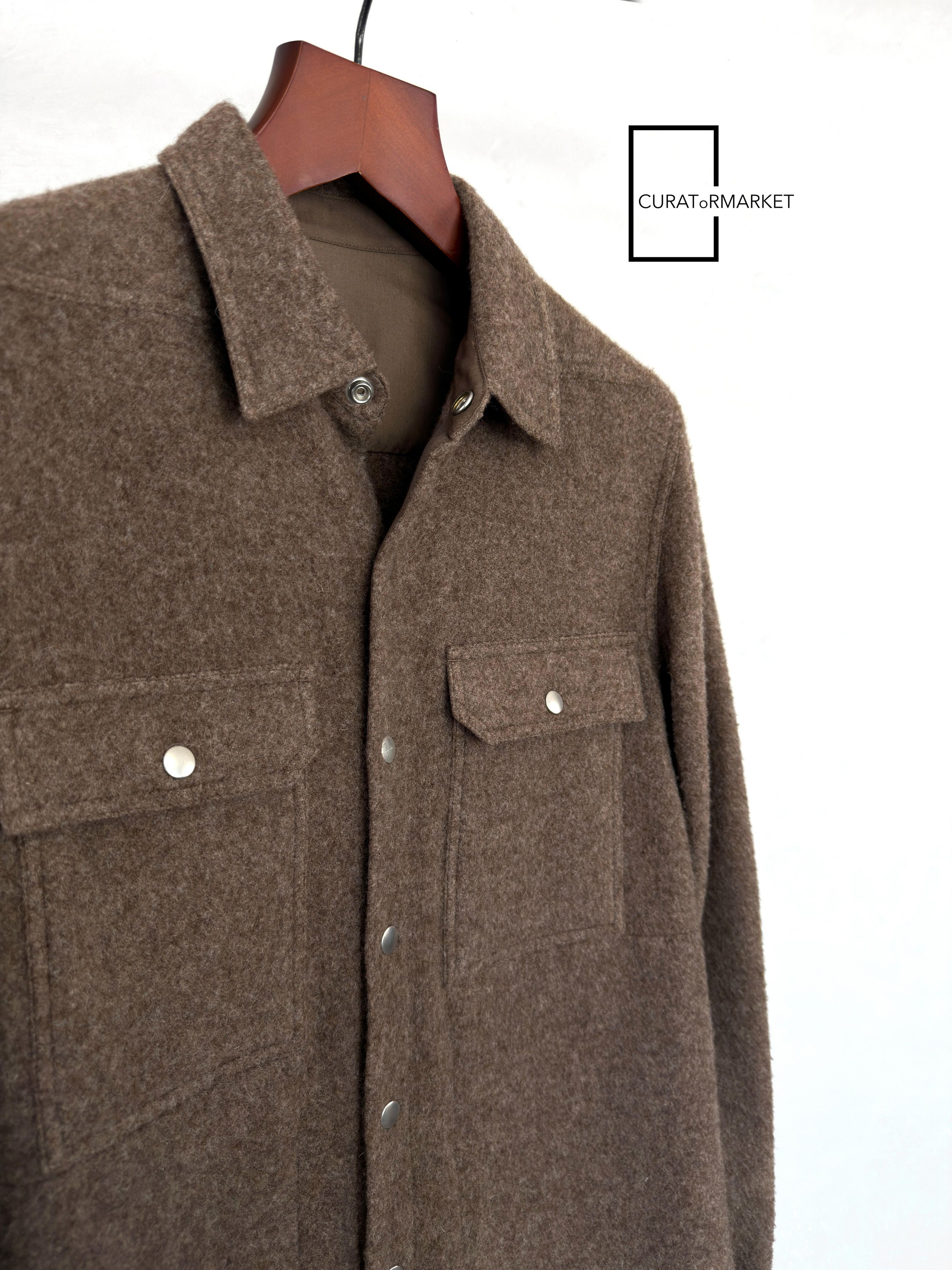 Rick Owens EU46 Lodenette Felt Wool Outershirt Fawn FW24 Porterville Size US S / EU 44-46 / 1 - 2 Thumbnail
