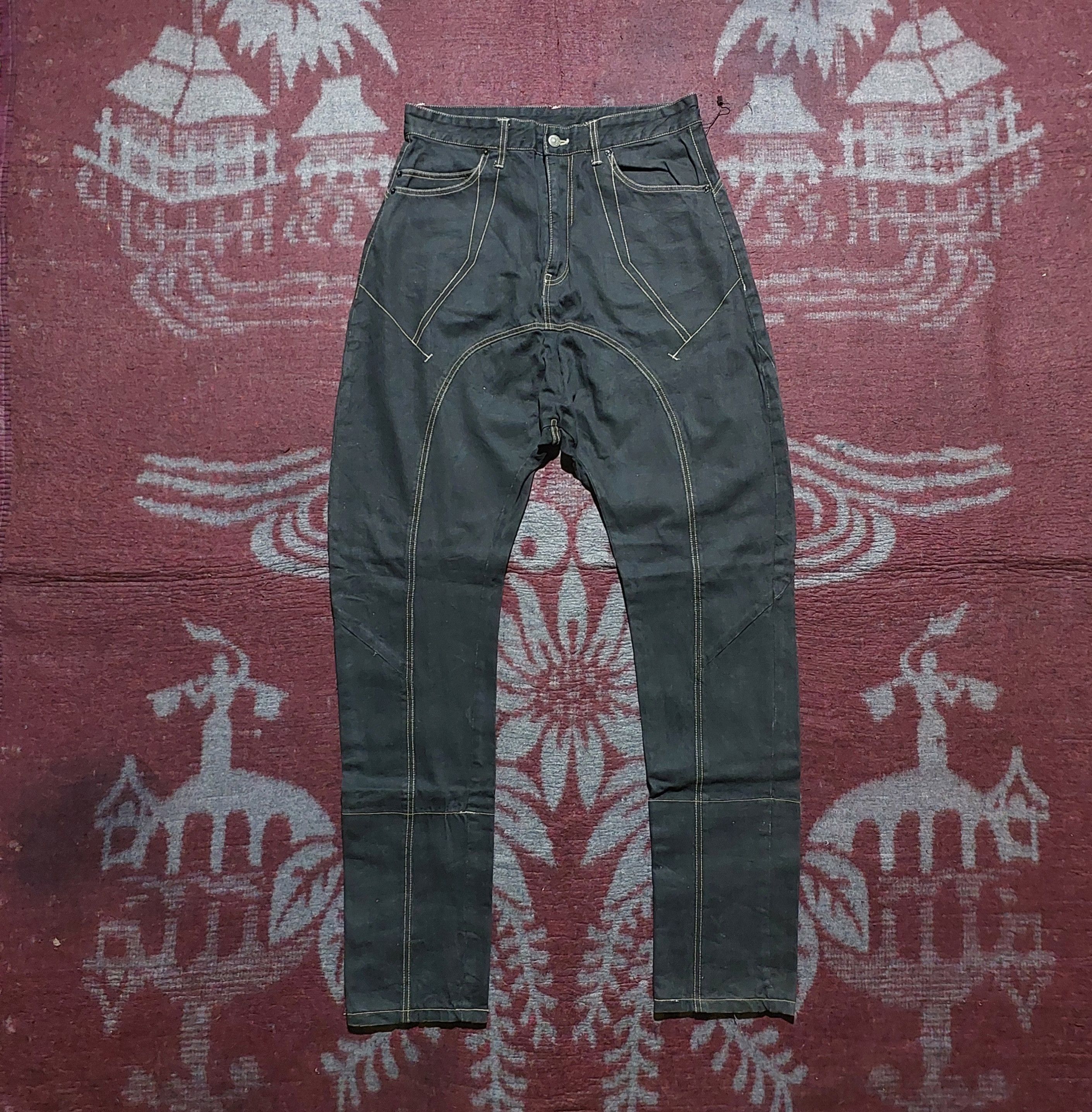 PPFM PPFM japan black skinny dropcrotch denim pants Size US 33 - 3 Thumbnail