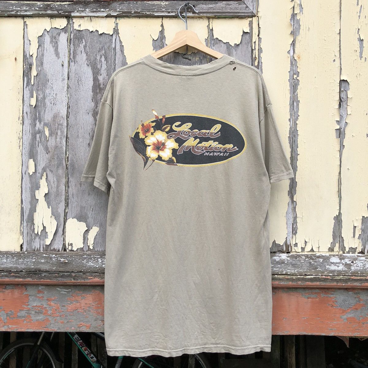 image of Surf Style x Vintage Steals Vintage 90's Distressed Local Motion Hawaii Tshirt in Faded Green (Size