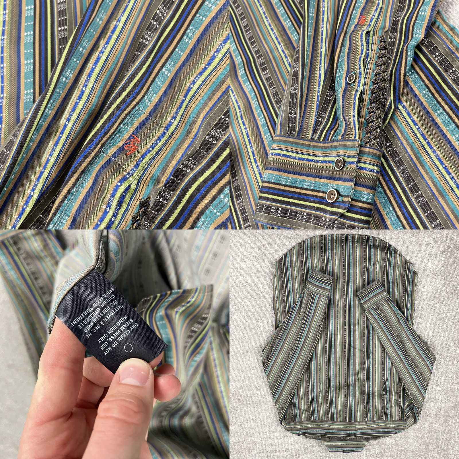 Robert Graham VINTAGE Robert Graham Shirt Mens Large Silk Trim Striped Button Up Preppy Party Retro Size US L / EU 52-54 / 3 - 8 Thumbnail