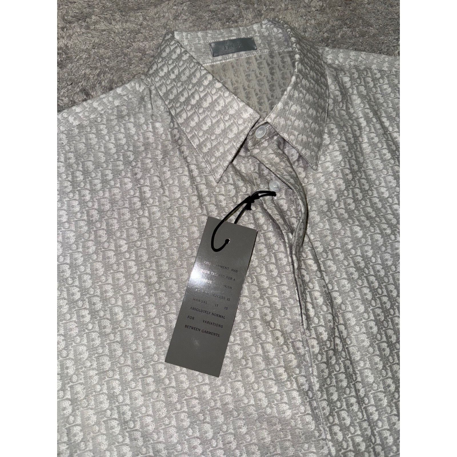 Dior Dior Oblique Grey Logo Cotton Jacquard Short Sleeve Size US M / EU 48-50 / 2 - 5 Thumbnail