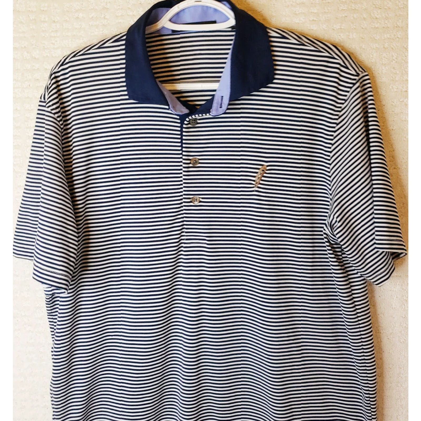 Vintage Greyson Polo Shirt Mens Medium Blue Stripe Performance Stretch Short Sleeve Golf Size US M / EU 48-50 / 2 - 2 Thumbnail
