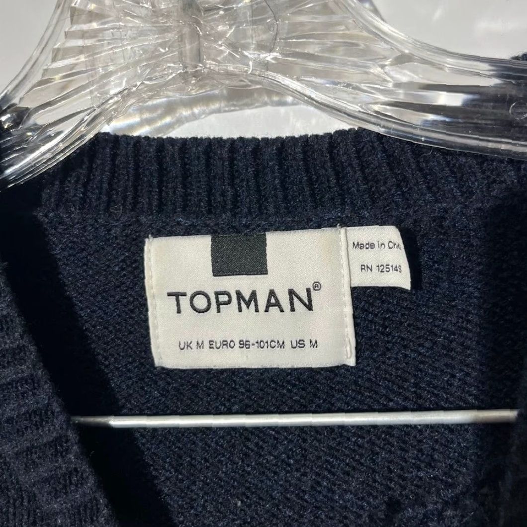 Topman Topman Mens Navy Blue Textured Knit Crewneck Sweater Size Medium RN 125149 Size US M / EU 48-50 / 2 - 3 Thumbnail