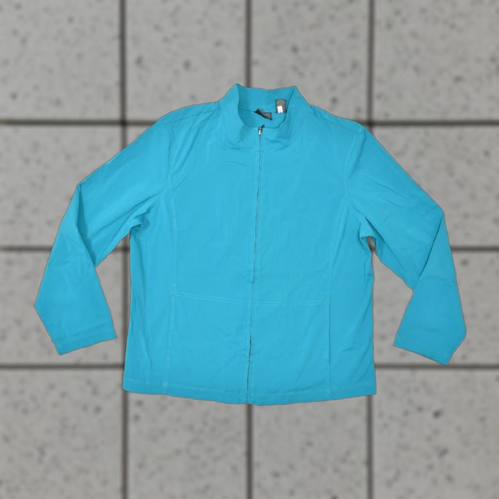 Vintage Chico's Additions Women's Jacket Teal Blue Full Zip Mock Neck Lightweight Polyester Regular Size 3 Size XS / US 0-2 / IT 36-38 - 1 Thumbnail