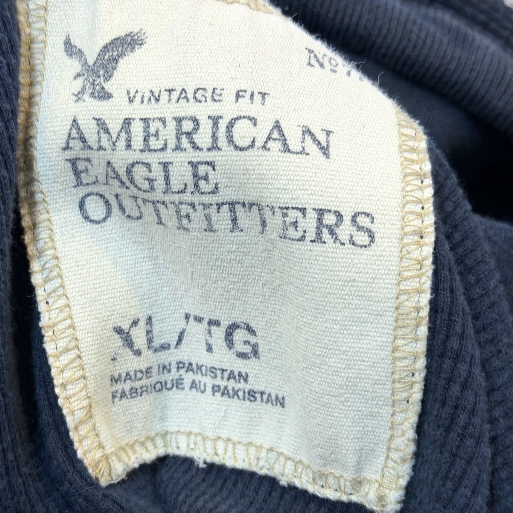 American Eagle Outfitters American Eagle Sweatshirt Mens XL Dark Blue Full Zip Hooded Waffle Weave Y2K Size US XL / EU 56 / 4 - 6 Thumbnail