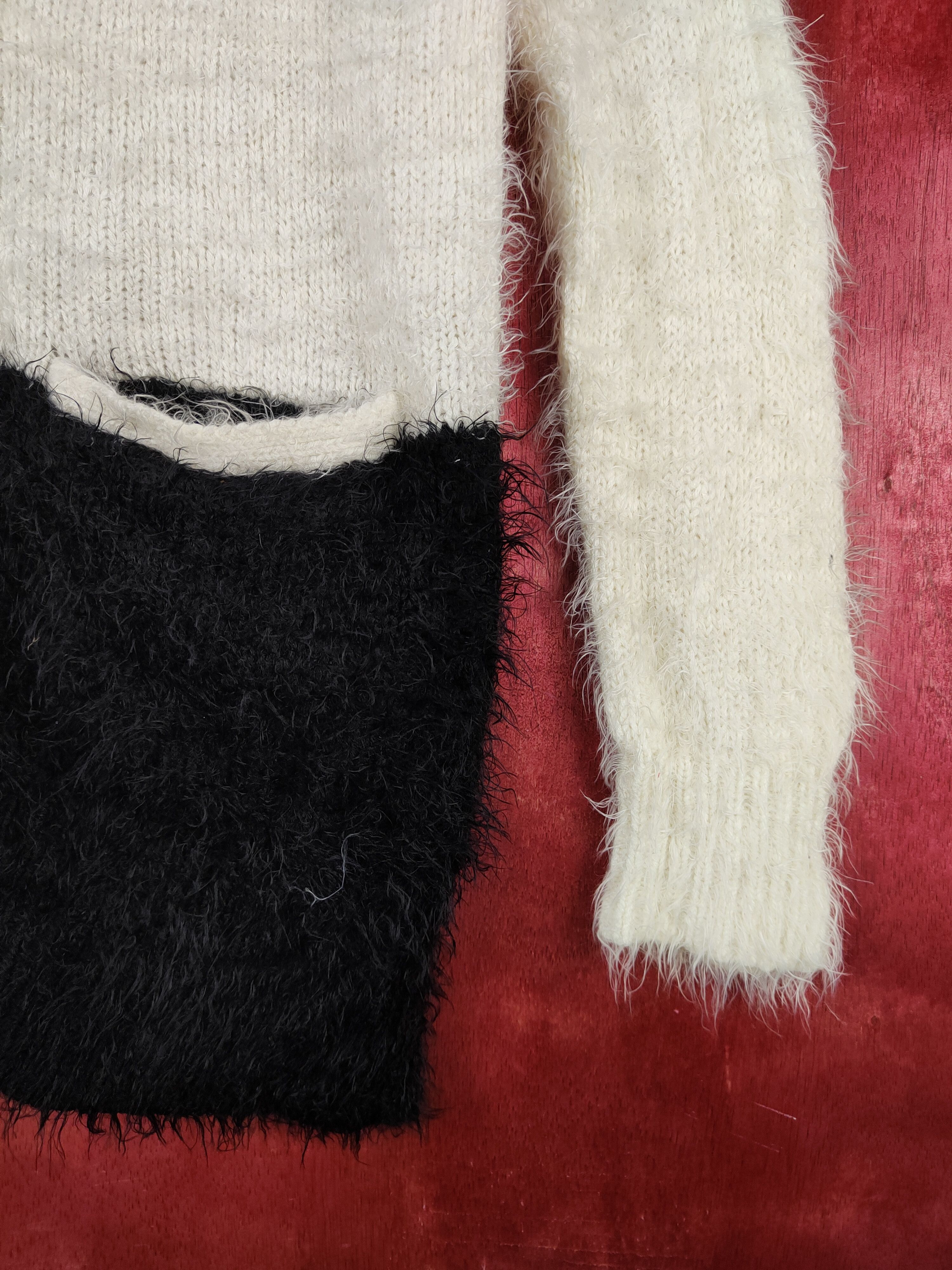 Homespun Knitwear Sureve Black Shag Shaggy Fur Mohair Knitwear Cardigan #S2069 Size M / US 6-8 / IT 42-44 - 6 Thumbnail