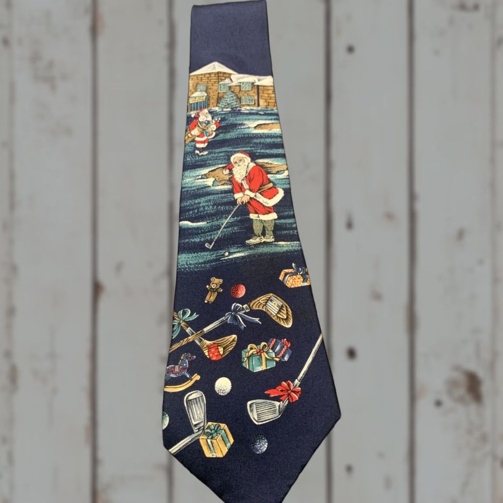 Vintage VINTAGE Studio Silk Tie Golf Blue Italy Mens Size ONE SIZE - 1 Thumbnail