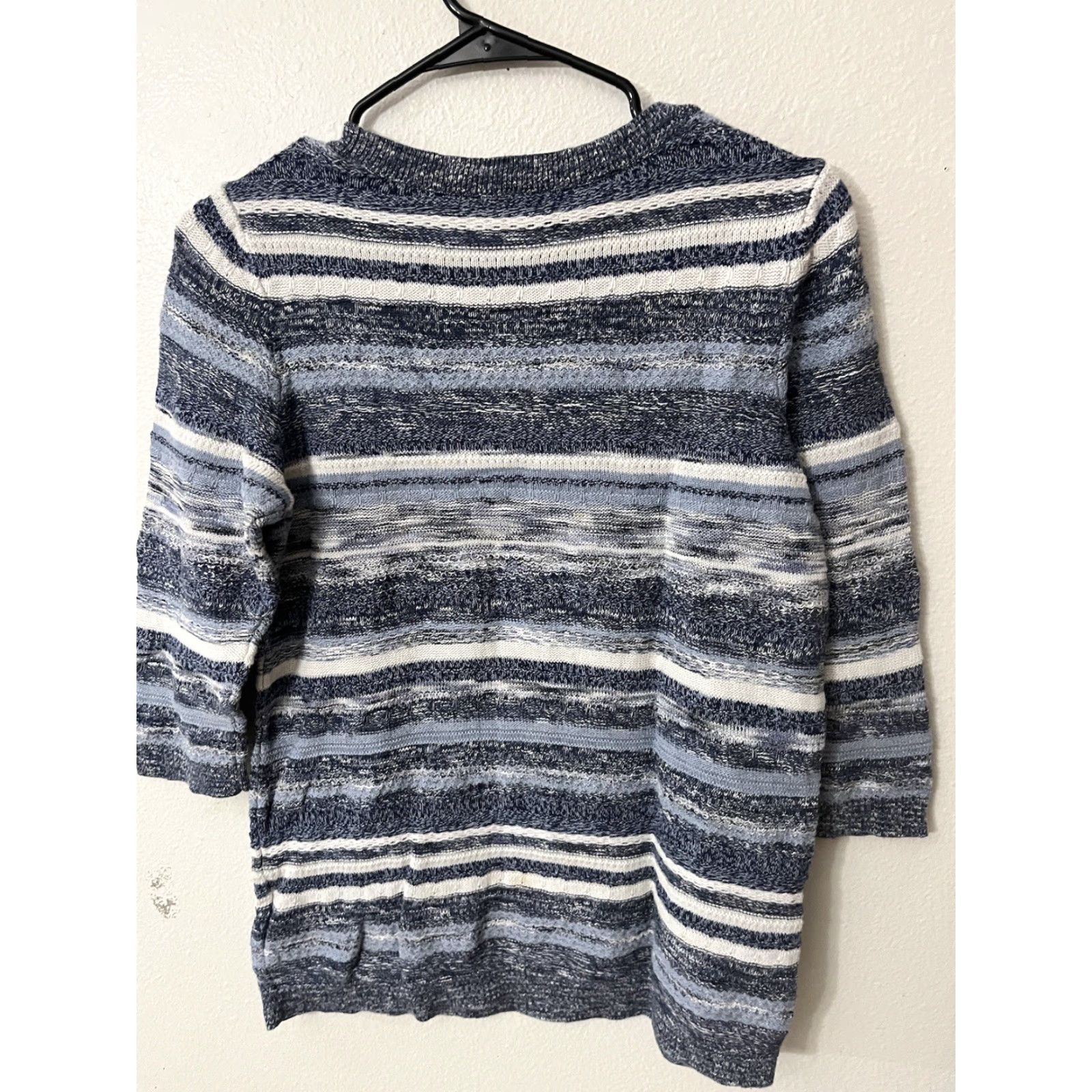 Tommy Hilfiger VINTAGE Tommy Hilfiger Blue Stripe Pullover Sweater Women Large 3/4 Sleeve Casual Size L / US 10 / IT 46 - 3 Thumbnail