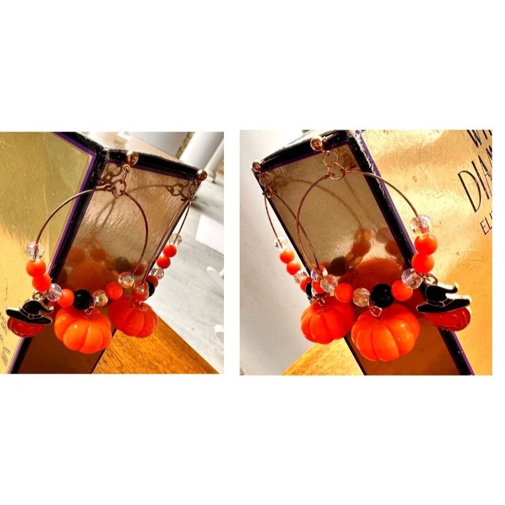 Handmade Halloween Earrings Hoop Handmade New Dangle Posts Jack O Lan Size ONE SIZE - 6 Thumbnail