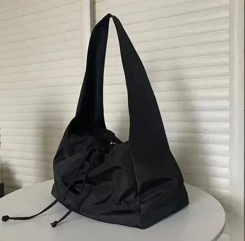 Vintage Oversized Baggy Black Shoulder Tote Bag, Men's