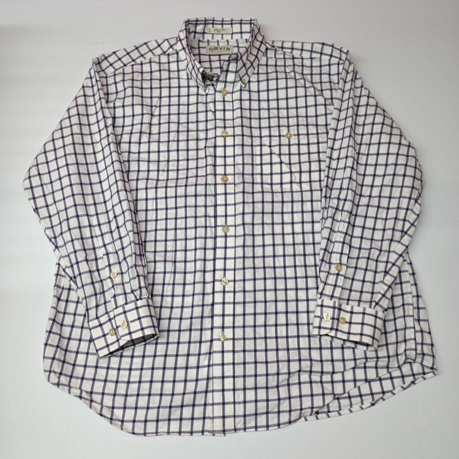 Orvis Orvis Plaid Button Down Shirt Mens Size 2XL Purple Wht Check Size US XXL / EU 58 / 5 - 1 Thumbnail