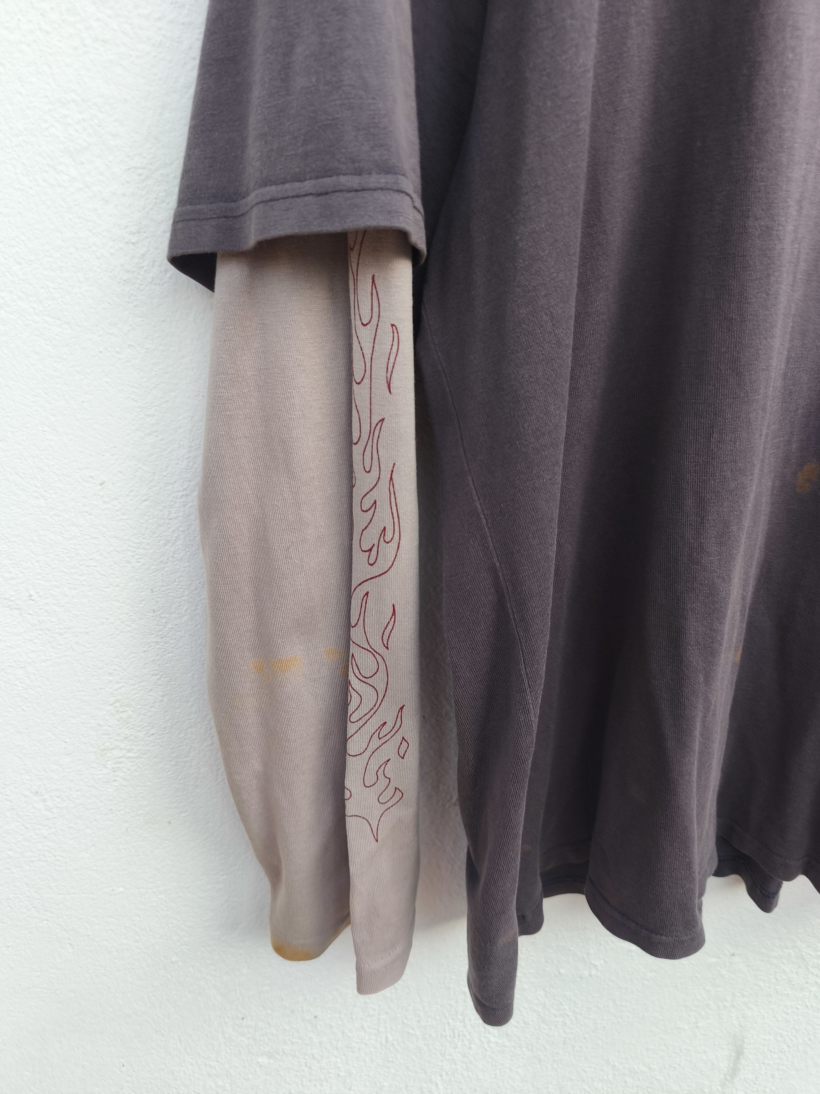 Vintage Trashed Vintage y2k Flame shirt double sleeve Size US L / EU 52-54 / 3 - 11 Thumbnail
