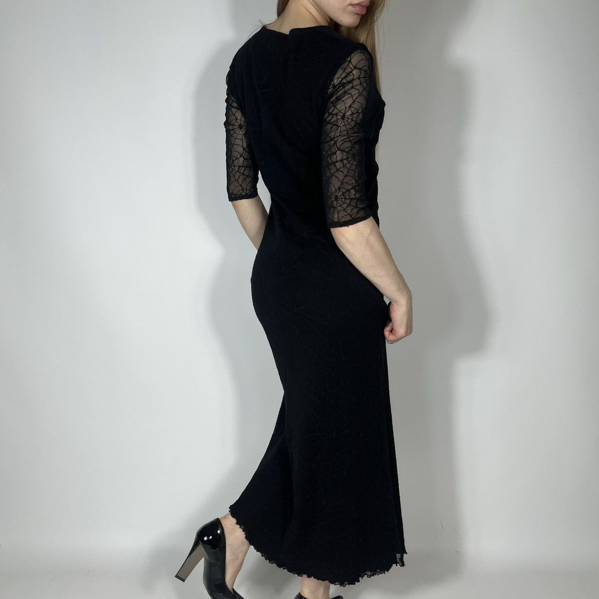 Japanese Brand Vintage Y2K Raven Gothic Opium Style Web Monogram Mesh Dress Size L / US 10 / IT 46 - 7 Thumbnail