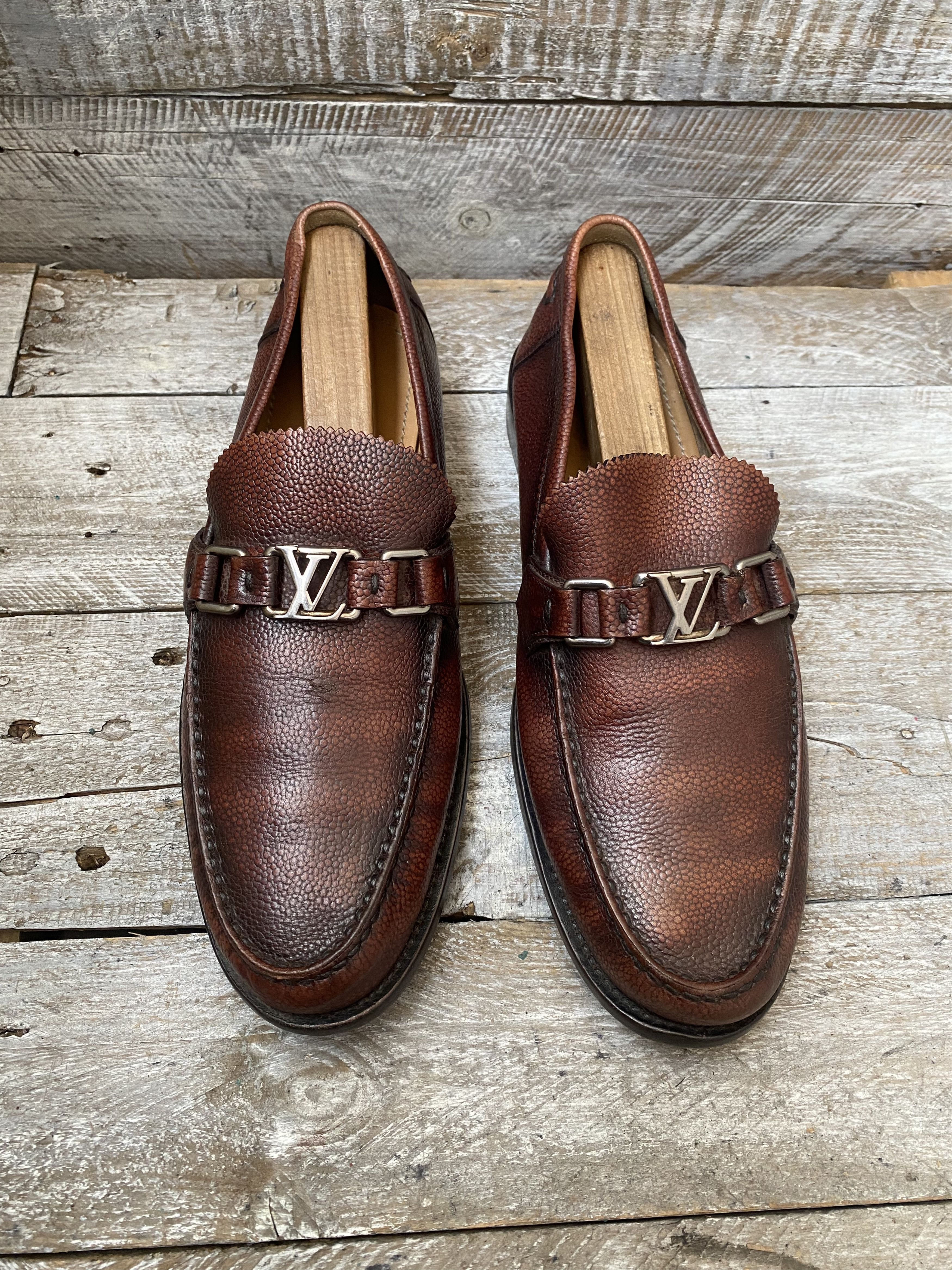 Louis vuitton major pebble grain loafer uk 8.5