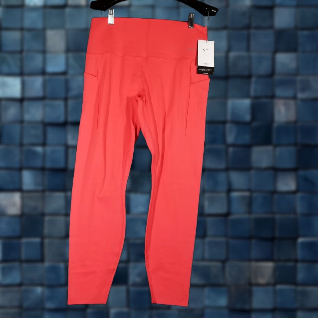 Nike VINTAGE Nike Cropped Leggings Women XL Ember Glow Activewear High-Waisted 7/8 Yoga Sports Size 40" / US 18 - 1 Thumbnail