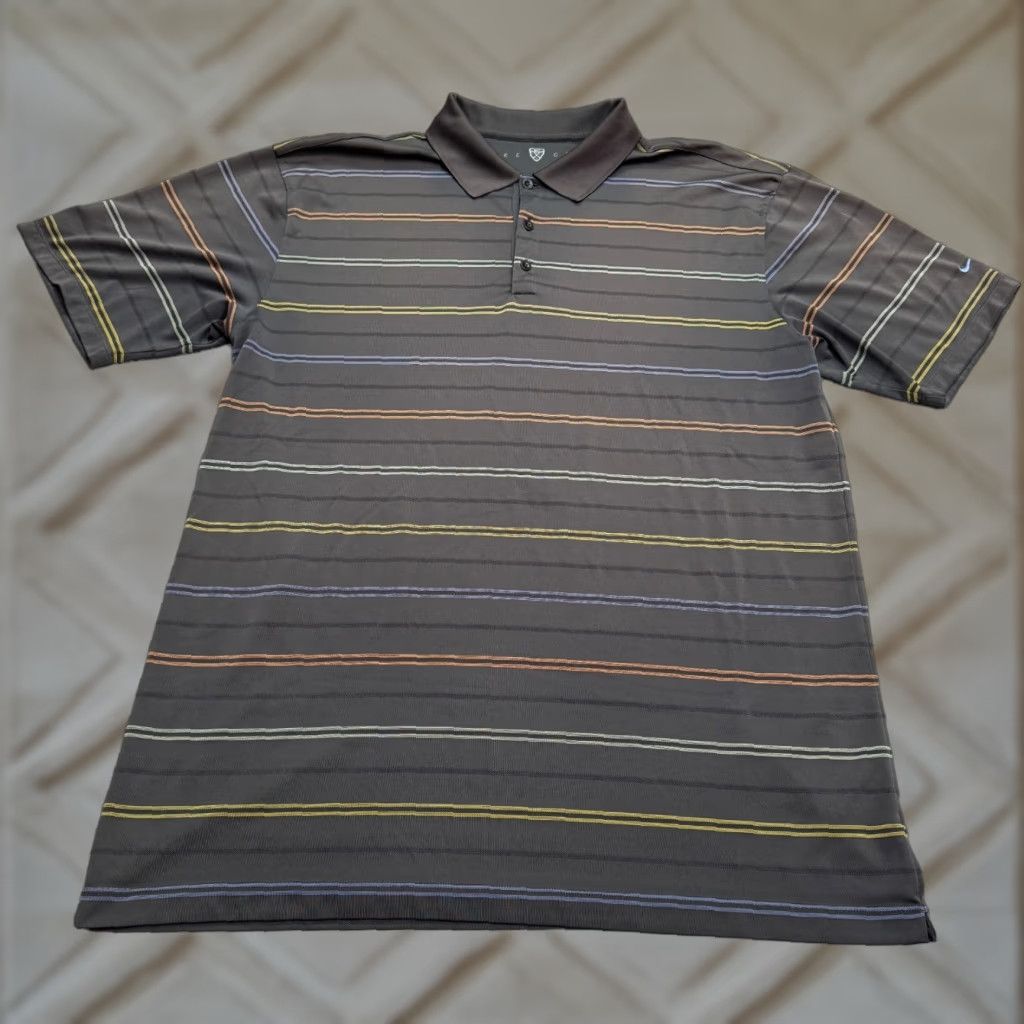 Nike Nike Golf Polo Shirt Mens XXL Gray Striped Short Sleeve Performance Polo Size US XXL / EU 58 / 5 - 1 Thumbnail