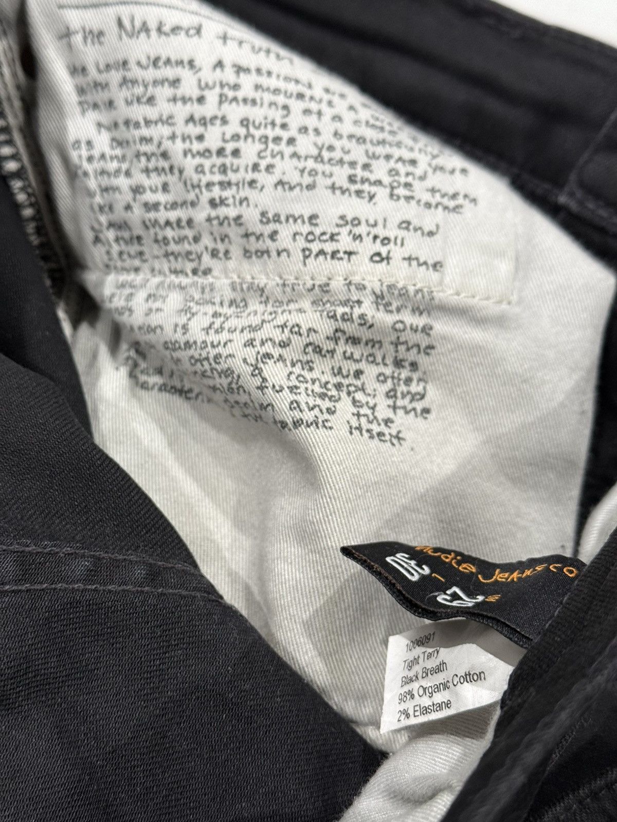 Nudie Jeans Tight Terry dark grey black skinny slim denim jeans 29/30 Size US 29 - 3 Thumbnail