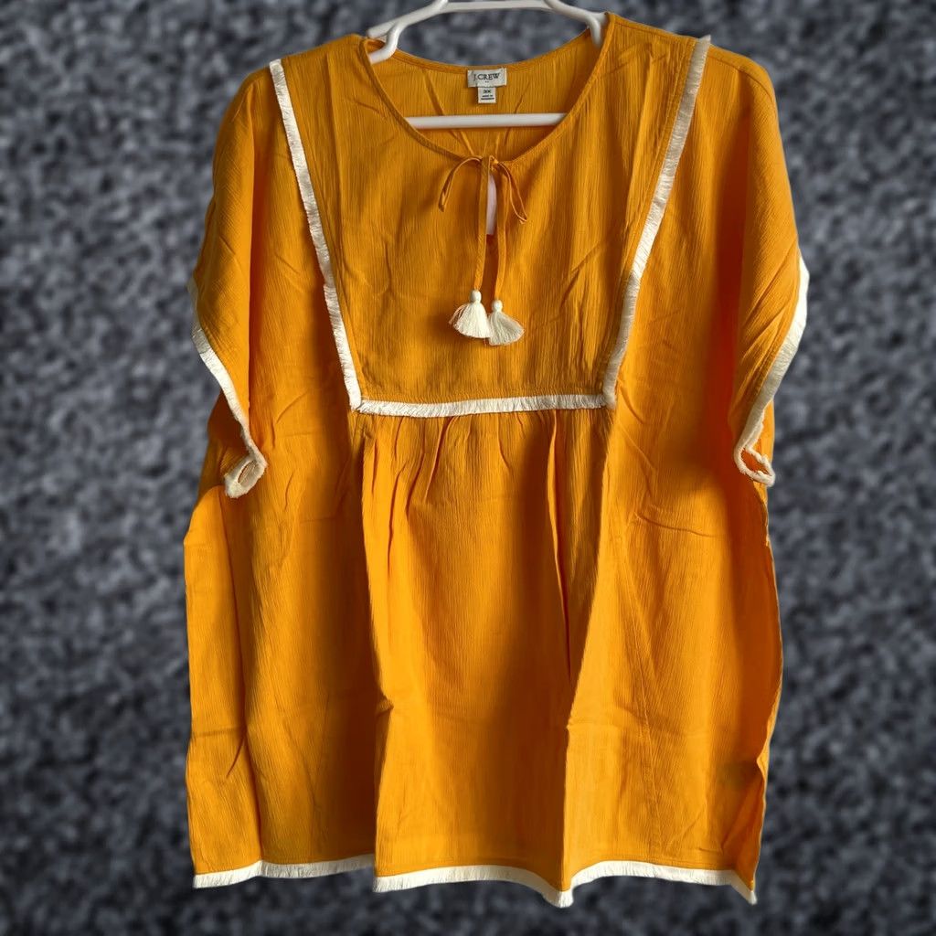 J.Crew J.Crew Factory Tunic Cover Up Swim Beach Wear Size 3X Yellow Fringe G4885 New 9.50 Size ONE SIZE - 1 Thumbnail