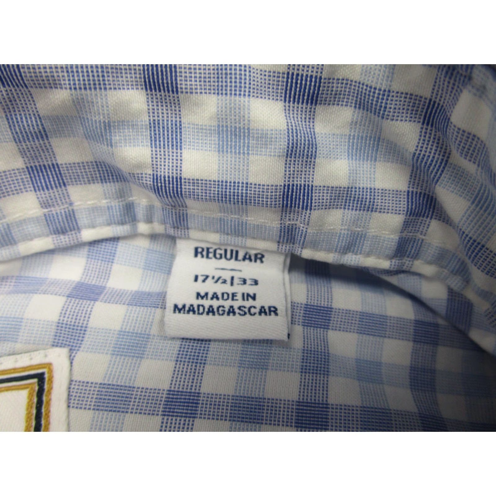 Brooks Brothers VINTAGE Brooks Brothers Dress Shirt Mens 17.5 32/33 Blue Gingham Thomas Mason Cotton Size 48R - 5 Thumbnail