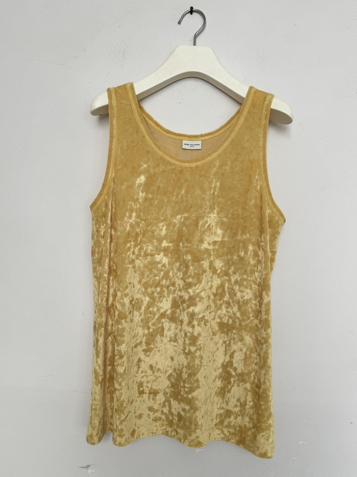 Dries Van Noten DRIES VAN NOTEN Size S Yellow Velour Scoop Neck Casual Top Size US S / EU 44-46 / 1 - 1 Thumbnail