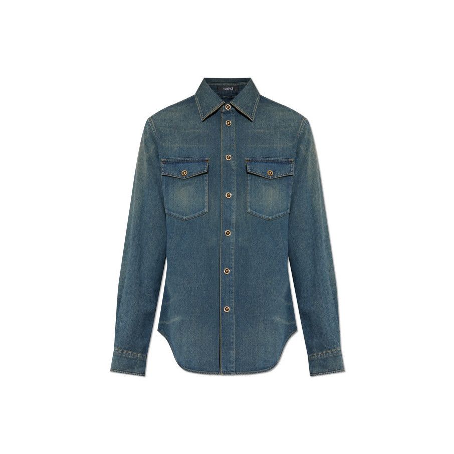 Versace VERSACE Blue Denim Shirt New & Authentic (Men's size:M;) Size US M / EU 48-50 / 2 - 1 Preview