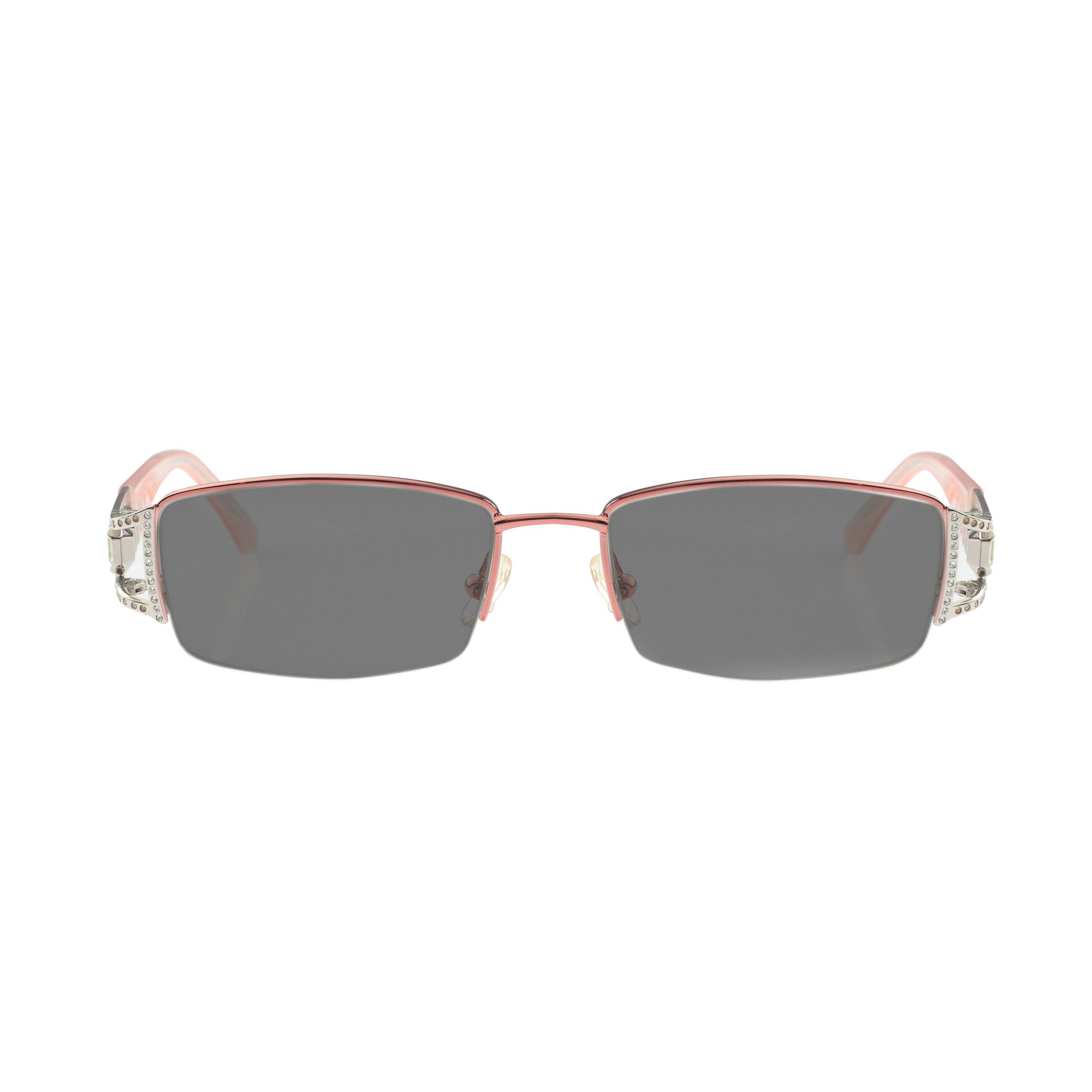 Valentino Valentino '90s Baby Pink Crystal Half Rim Sunglasses Black Size ONE SIZE - 2 Thumbnail
