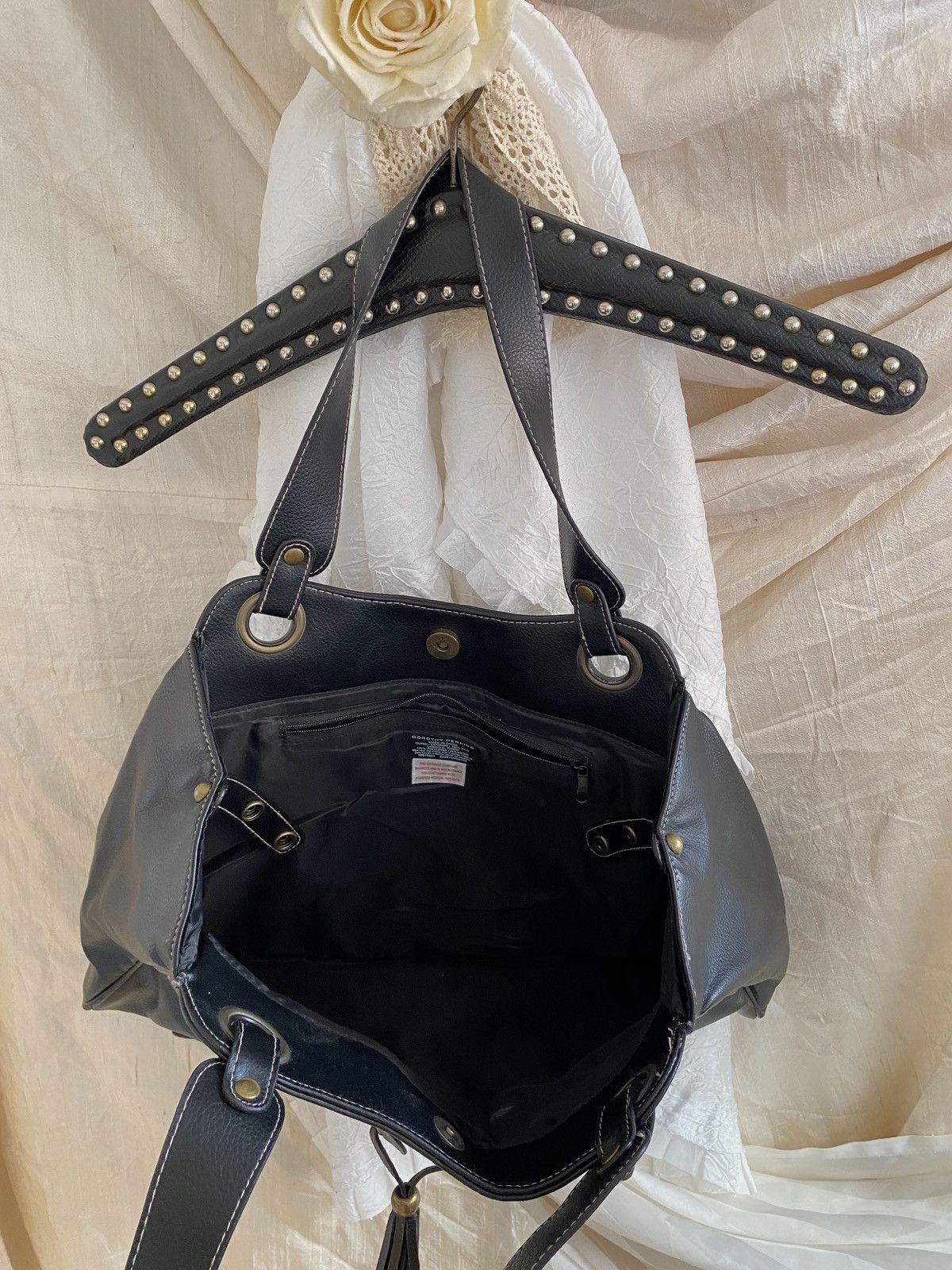 Vintage Vintage leatherette black tote shoulder bag Size ONE SIZE - 5 Thumbnail