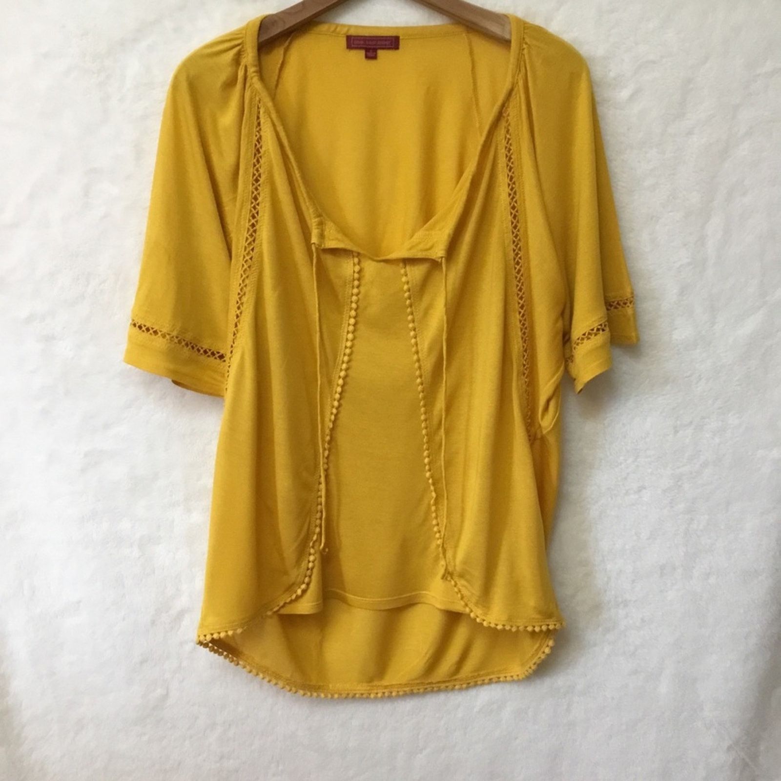 Other Anthropologie One September Yellow Embroidered Shirt Size S / US 4 / IT 40 - 2 Thumbnail