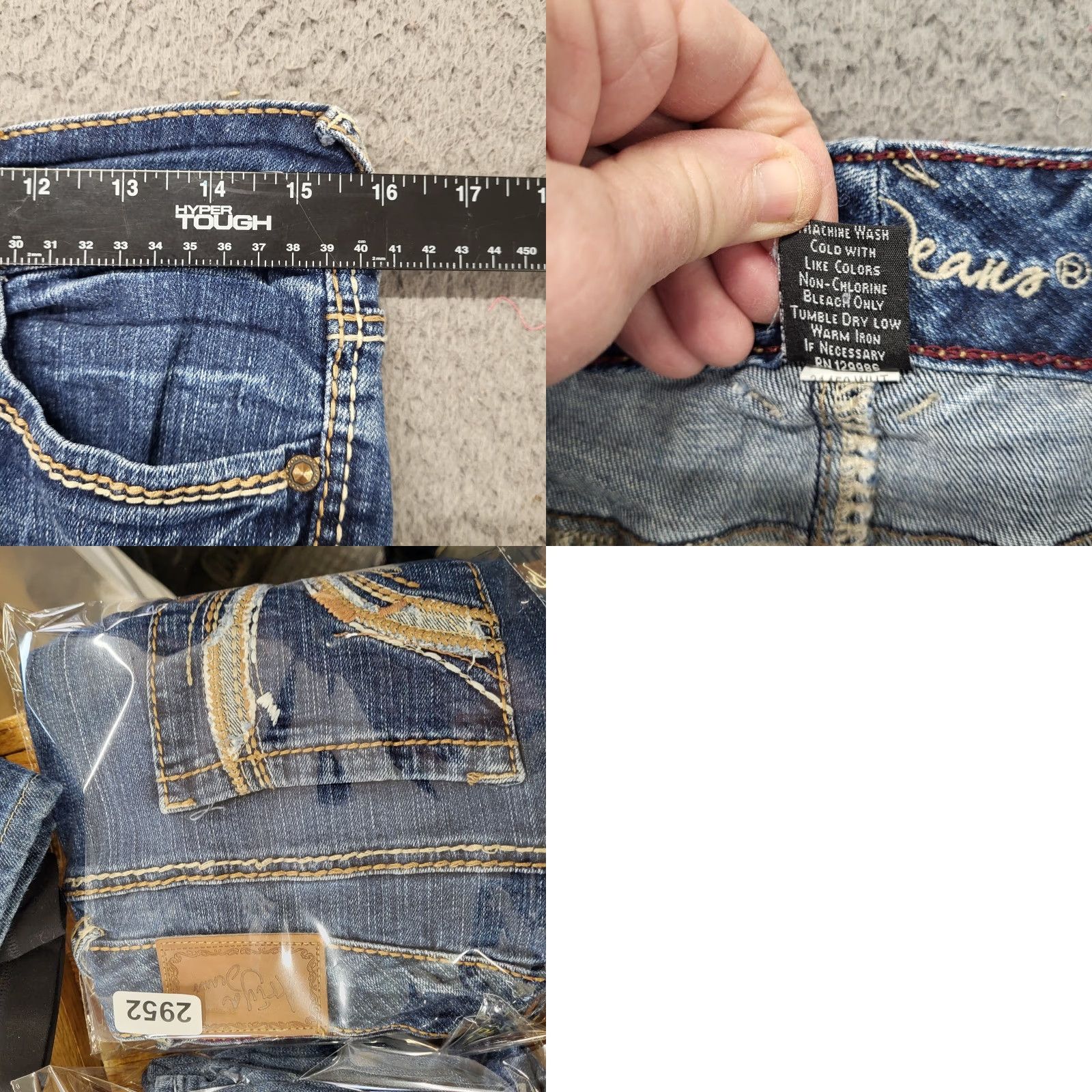 Denime Ariya Jeans Womens Capris Denim Blue 9/10 Stretch Distressed Whiskers 30x20 Jeans Jeans Capris Women Sleeve? Size 30" / US 8 / IT 44 - 8 Thumbnail