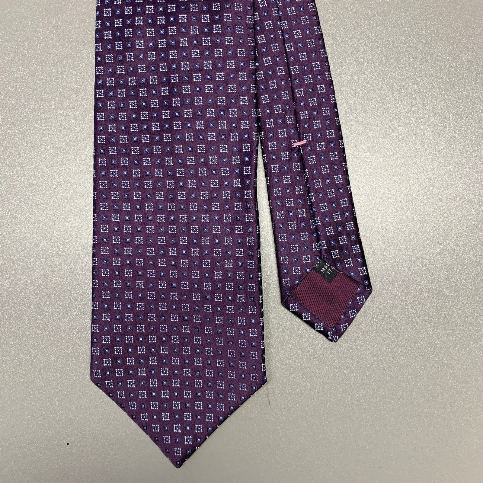 Other BORRELLI Purple White Squares Silk Tie Size ONE SIZE - 1 Thumbnail