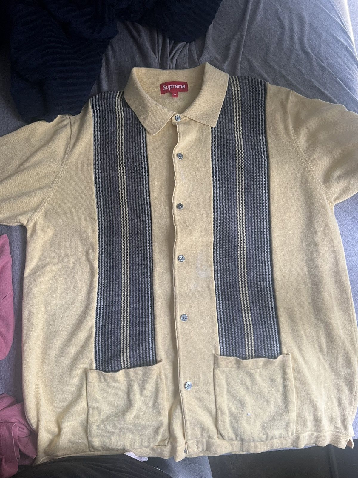 Image of Vintage Supreme Button Up Short Sleeve in Yellow, Men's (Size XL)